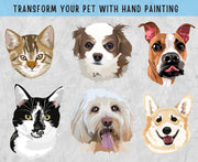 Unisex Custom Graphic Print Dog Face Hand Painting on Crewneck Sweatshirt, Pet Face Hand Painted Sweater, Dog Mom Gift - petownlove