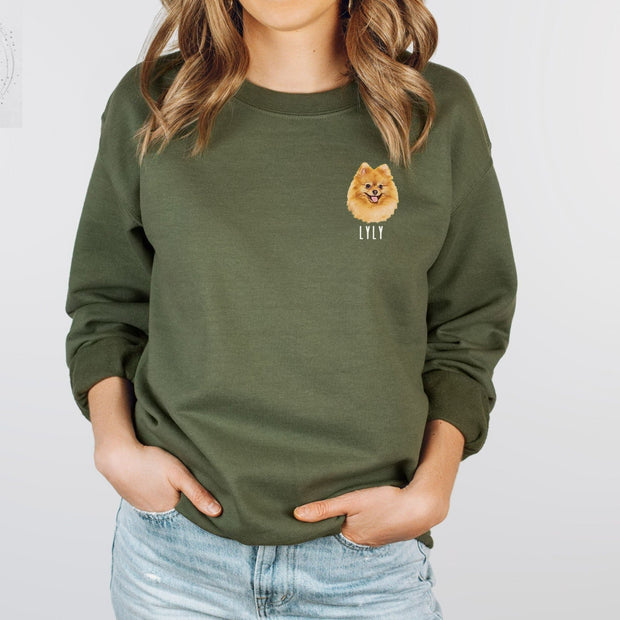 Unisex Custom Graphic Print Dog Face on Sweatshirt, Customization Pet Face Hand Painted Sweatshirt, Dog Mom Gift - petownlove