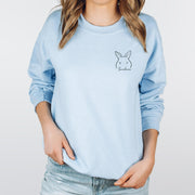 Unisex Custom Print Rabbit Ears Outline Crewneck Sweatshirt, Personalized Pet Ears Sweater - petownlove