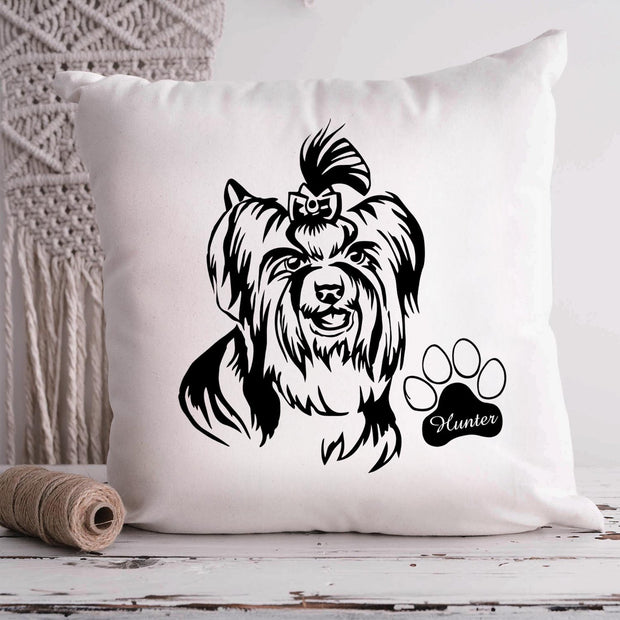 Yorkshire Terrier Custom Pet Throw Pillow, Custom Pet Pillow, Personalized Dog Pillow Bed, Dog Lost Gift - petownlove